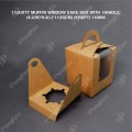 PAPER MUFFIN CAKE BOX WITH WINDOW AND HANDLE 1 CAVITY (9.2(W)*9.2(L)*11(H) CM PAPER MUFFIN CAKE BOX WITH WINDOW AND HANDLE 1 CAVITY (9.2(W)*9.2(L)*11(H) CM