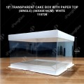 10" TRANSPARENT CAKE BOX WITH PAPER TOP(SINGLE) (30*30*18CM)- WHITE