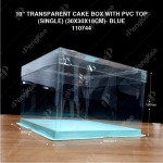 10" TRANSPARENT CAKE BOX WITH PVC TOP(SINGLE) (30*30*18CM)- BLUE