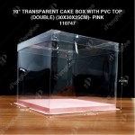 10" TRANSPARENT CAKE BOX WITH PVC TOP(DOUBLE) (30*30*25CM)- PINK