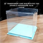 10" TRANSPARENT CAKE BOX WITH PVC TOP(DOUBLE) (30*30*25CM)- BLUE