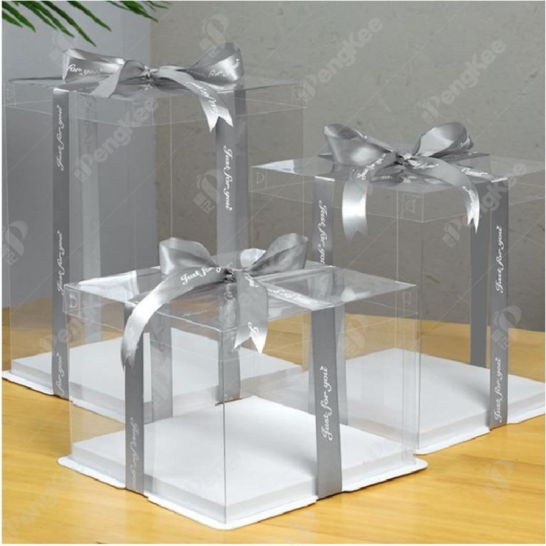 10" TRANSPARENT CAKE BOX WITH PAPER TOP(DOUBLE) (30*30*25CM)-