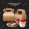 KRAFT PAPER CAKE BOX WITH HANDLE 6" X 4" X 3" 100'S/PKT KRAFT PAPER CAKE BOX WITH HANDLE 6" X 4" X 3" 100'S/PKT