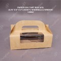 KRAFT PAPER EGG TART BOX W/HANDLE & WINDOW (6'S) (8.75" X 6" X 3") 25'S/PKT KRAFT PAPER EGG TART BOX W/HANDLE & WINDOW (6'S) (8.75" X 6" X 3") 25'S/PKT