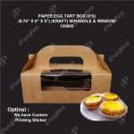 KRAFT PAPER EGG TART BOX   W/HANDLE & WINDOW (6'S) (8.75" X 6" X 3")  25'S/PKT