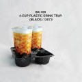BX-109 4-CUP PLASTIC DRINK TRAY (BLACK)