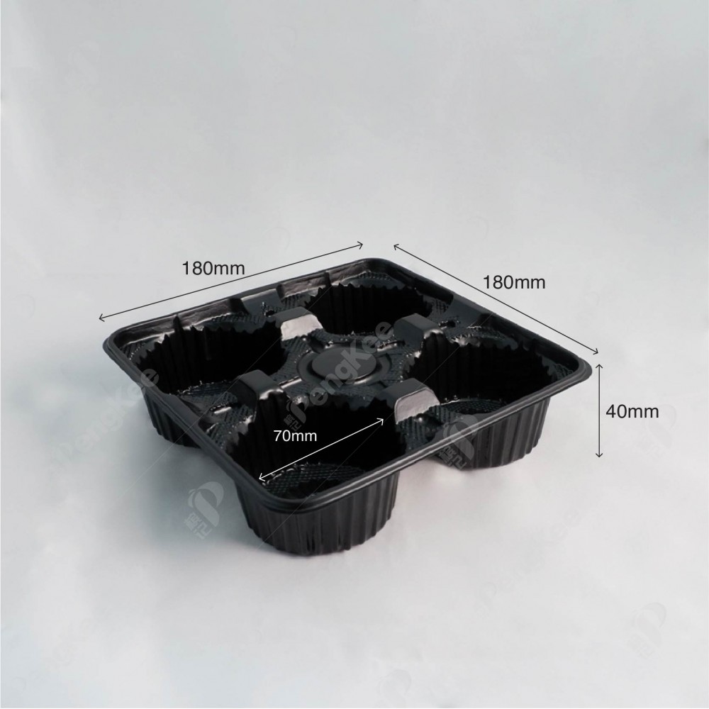 BX-109 4-CUP PLASTIC DRINK TRAY (BLACK)