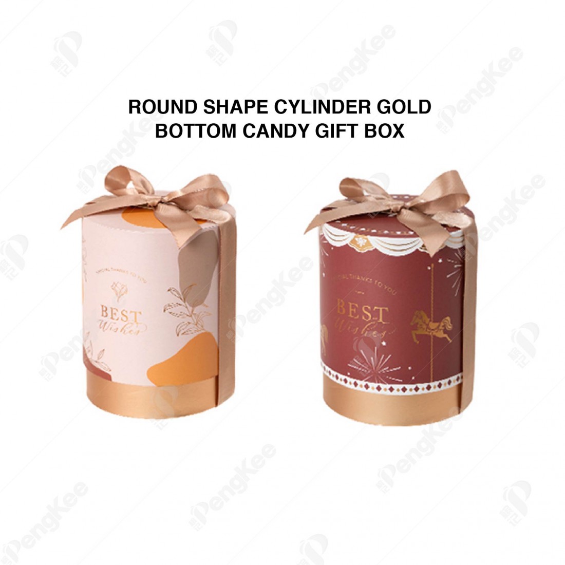 ROUND SHAPE CYLINDER GOLD BOTTOM CANDY GIFT BOX