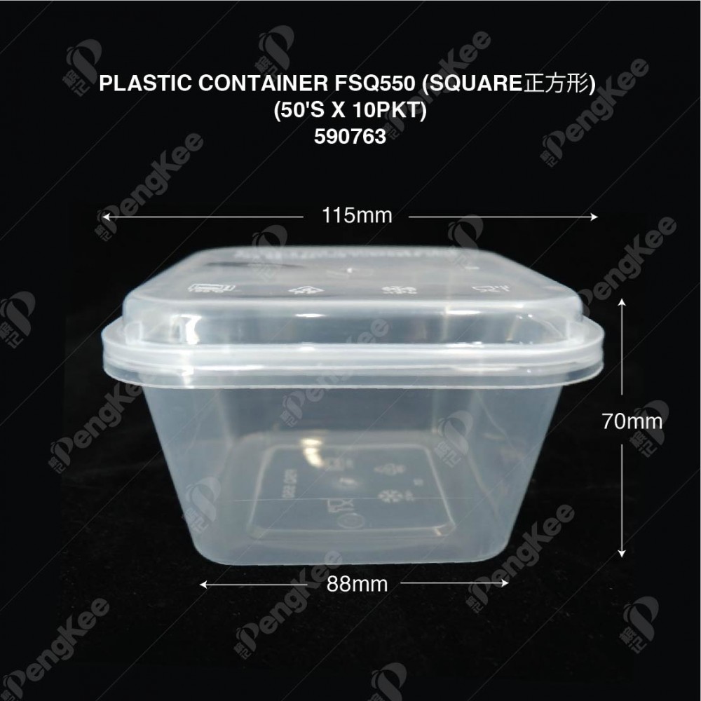 PLASTIC CONTAINER FSQ550 (SQUARE) (50'S X 10PKT)