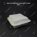 B028 8" SUGARCANE LUNCH BOX (3 COMP.) 50'S X 6PKT B028 8" SUGARCANE LUNCH BOX (3 COMP.) 50'S X 6PKT