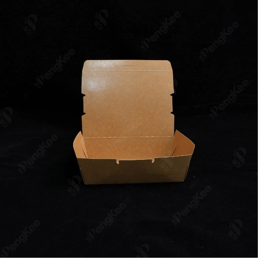 PAPER LUNCH BOX W/SELF LOCK (BROWN) (M) W150 x L105 x H46mm (50'S X 10PKT/CTN) HMT