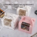 PAPER MUFFIN CAKE BOX WITH WINDOW AND HANDLE 4 CAVITY (15.6(W)*15.6(L)*11(H)CM) PAPER MUFFIN CAKE BOX WITH WINDOW AND HANDLE 4 CAVITY (15.6(W)*15.6(L)*11(H)CM)