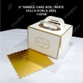 6" HANDLE CAKE BOX (21(L)*21(W)*15(H)CM) - WHITE