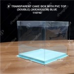 8" TRANSPARENT CAKE BOX WITH PVC TOP(DOUBLE) (26*26*25CM)- BLUE