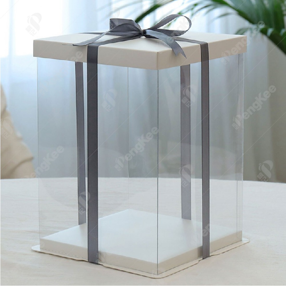 8" TRANSPARENT CAKE BOX WITH TOP(DOUBLE) (26*26*25CM)