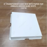 8" TRANSPARENT CAKE BOX WITH PAPER TOP(SINGLE) (26*26*18CM)- WHITE
