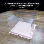 8" TRANSPARENT CAKE BOX WITH PVC TOP(SINGLE) (26*26*18CM)- PINK