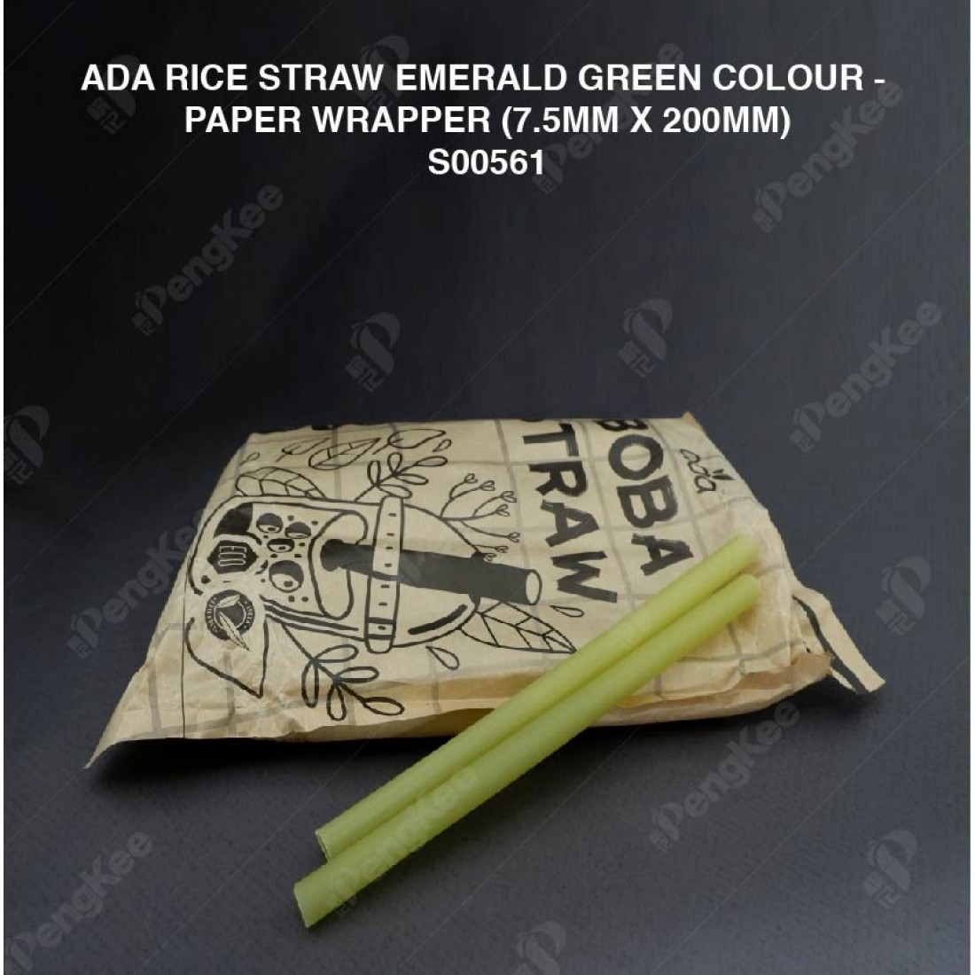 ADA RICE STRAW EMERALD GREEN COLOUR - PAPER WRAPPER (7.5MM X 200MM)(100'S/PKT)(12PKT/CTN)