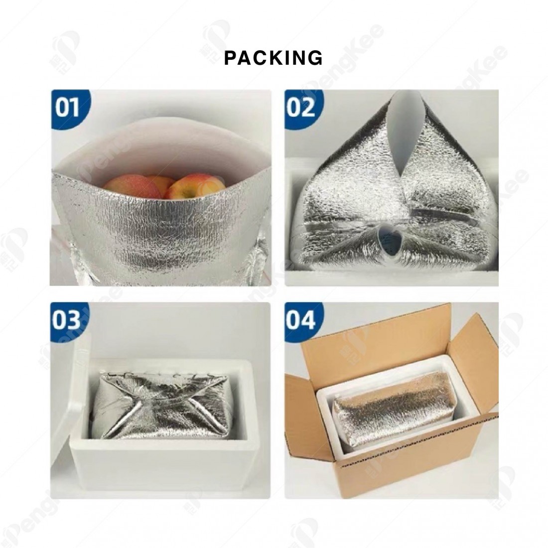 ALUMINUM FOIL PEARL COTTON INSULATION BAG (L33 * W33 * H49CM +3MM) 铝箱珍珠保温袋 (20'S)