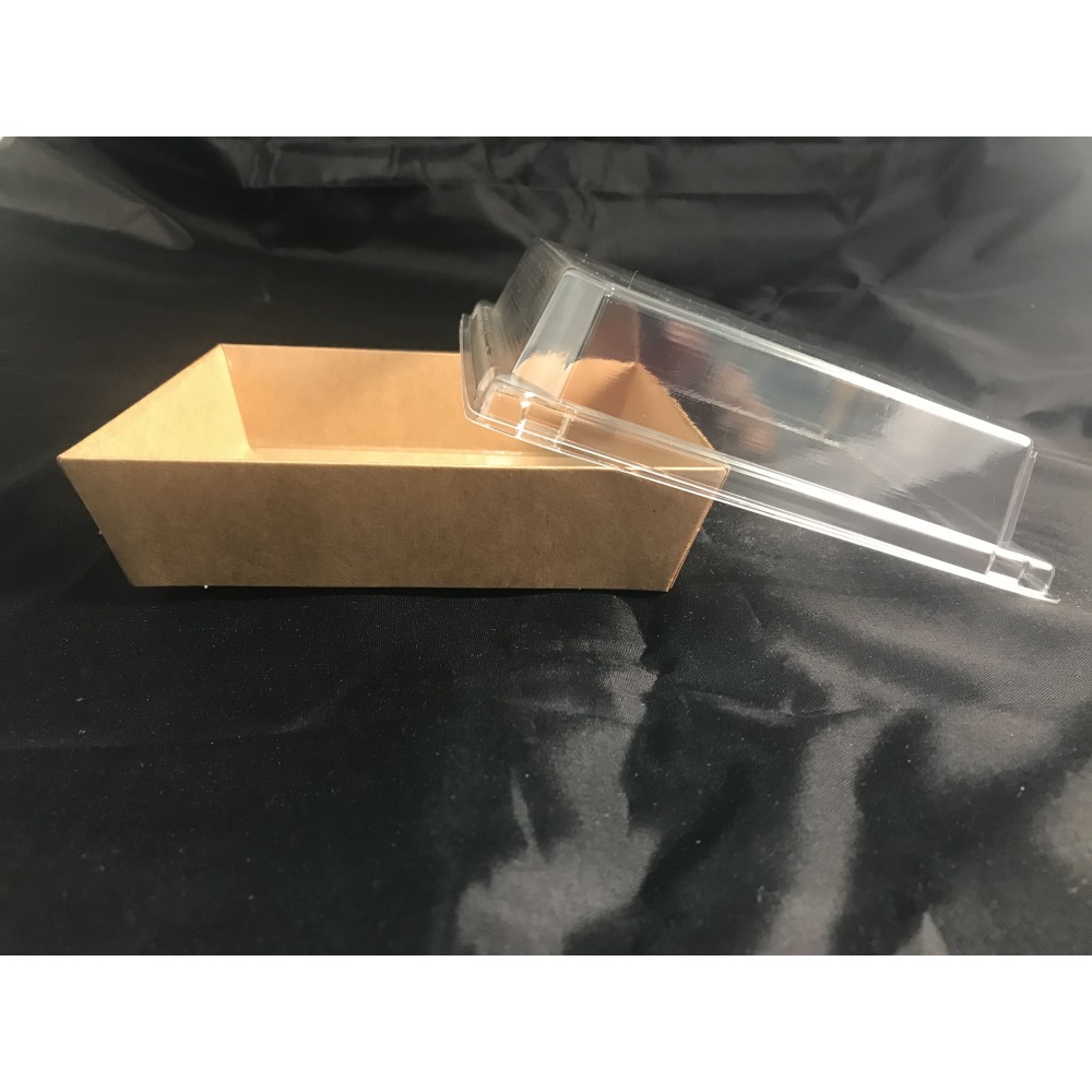 PAPER BOX WITH PLASTIC LID E01 (BROWN) (14CM X 12.5CM X 6CM ) (50'S)