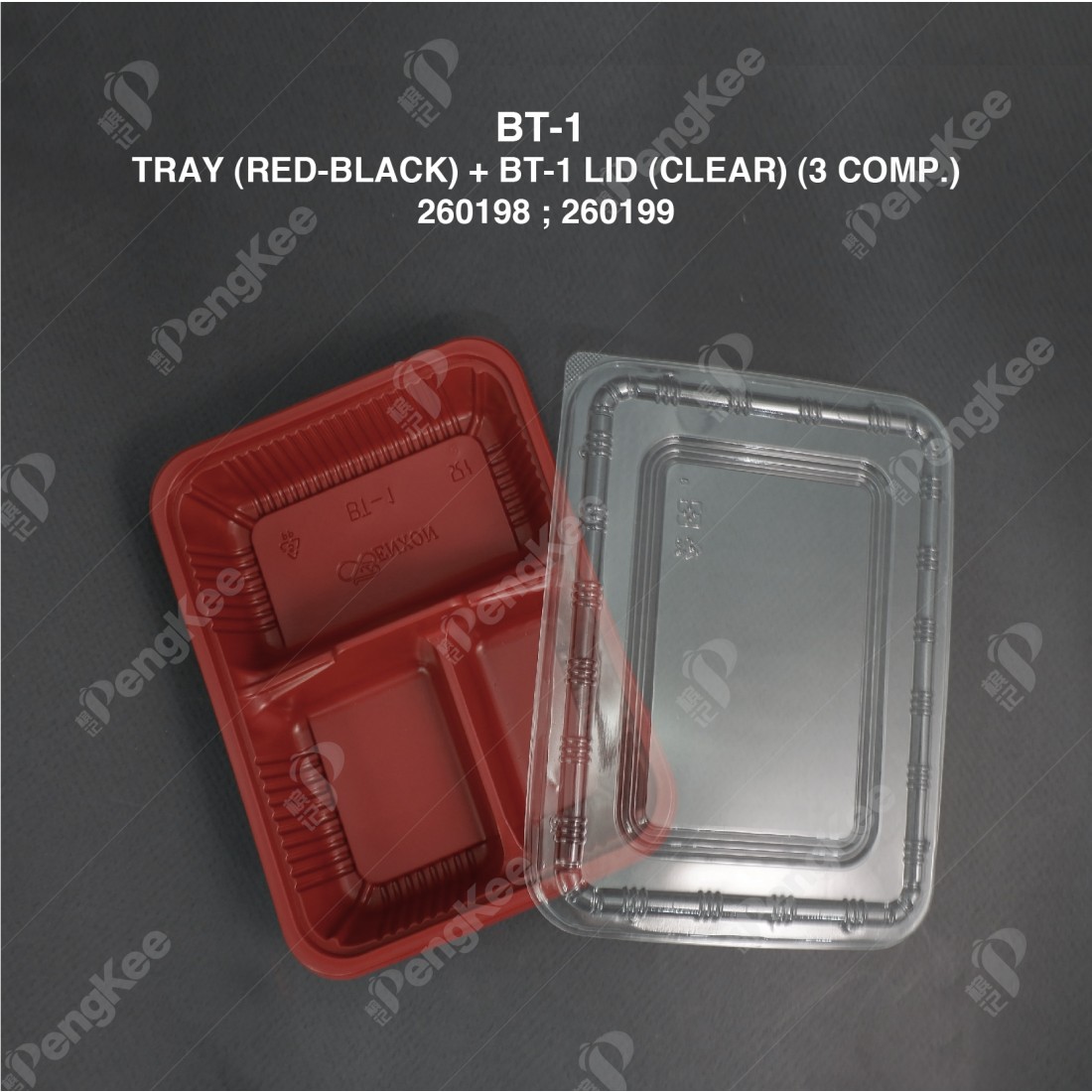 BT-1 LID (CLEAR) + TRAY (RED + BLACK) (3 COMP.)
