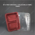 BT-2 TRAY (RED-BLK) + LID (CLEAR) (2 COMP.) (50'S/PKT) (12PKT/CTN) BT-2 TRAY (RED-BLK) + LID (CLEAR) (2 COMP.) (50'S/PKT) (12PKT/CTN)