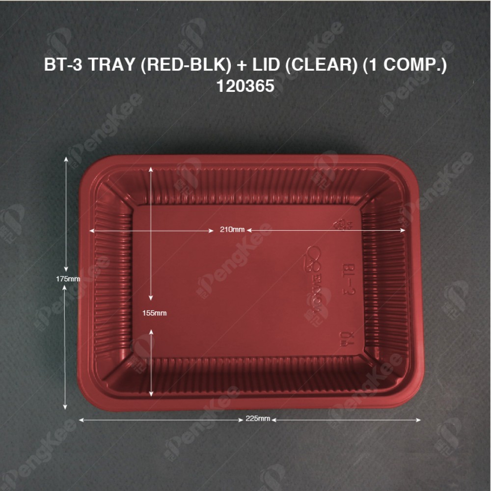 BT-3 TRAY (RED-BLK) + LID (CLEAR) (1 COMP.) (50'S/PKT) (12PKT/CTN)