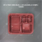 BT-4 TRAY (RED-BLK) + LID (CLEAR) (4 COMP.) (50'S/PKT)(12PKT/CTN)