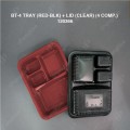 BT-4 TRAY (RED-BLK) + LID (CLEAR) (4 COMP.) (50'S/PKT)(12PKT/CTN) BT-4 TRAY (RED-BLK) + LID (CLEAR) (4 COMP.) (50'S/PKT)(12PKT/CTN)