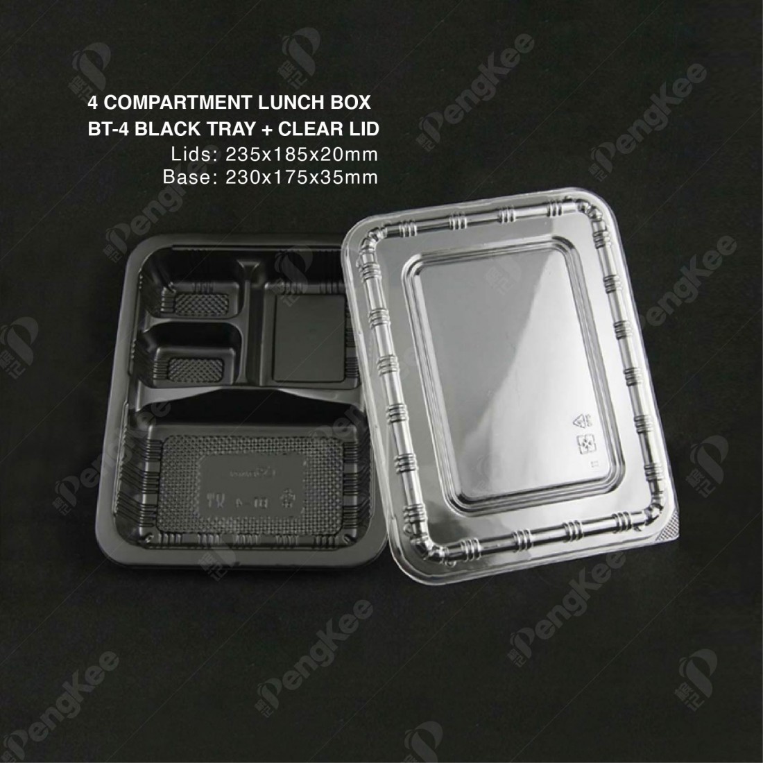 BT-4 LID (CLEAR) + TRAY (4 COMP.)