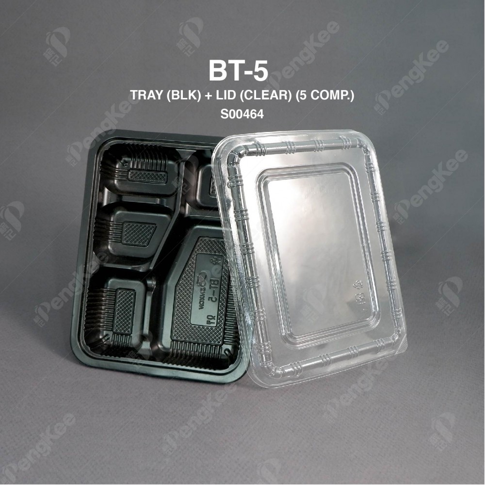 BT-5 TRAY (BLK) + LID (CLEAR) (5 COMP)