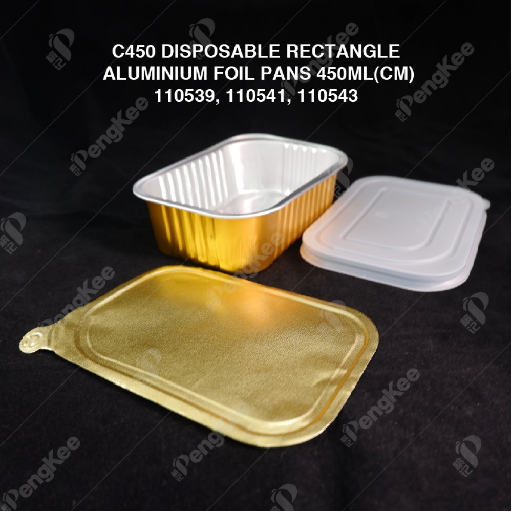C450 DISPOSABLE RECTANGLE ALUMINIUM FOIL PANS 450ML