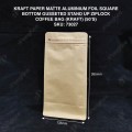 KRAFT PAPER MATTE ALUMINIUM FOIL SQUARE BOTTOM GUSSETED STAND UP ZIPLOCK COFFEE BAG (KRAFT) KRAFT PAPER MATTE ALUMINIUM FOIL SQUARE BOTTOM GUSSETED STAND UP ZIPLOCK COFFEE BAG (KRAFT)