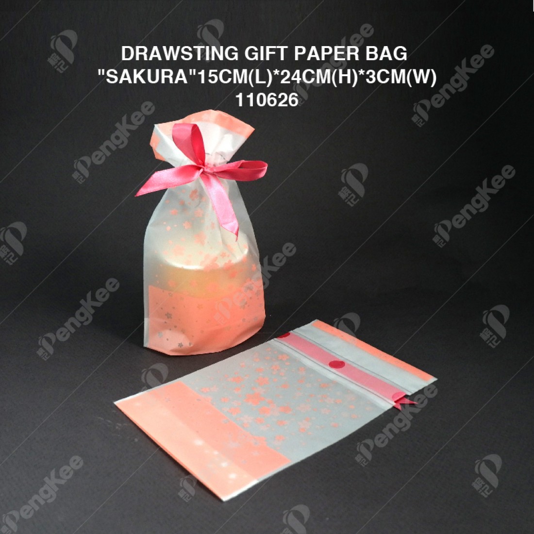 DRAWSTING GIFT PAPER BAG "SAKURA"15CM(L)*24CM(H)*3CM(W)(CM)50'S