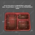 FP-3C PP PLASTIC 3 COMPARTMENT LUNCH BOX (RED+BLACK BASE) (TRANSPARENT COVER FP-3C PP PLASTIC 3 COMPARTMENT LUNCH BOX (RED+BLACK BASE) (TRANSPARENT COVER