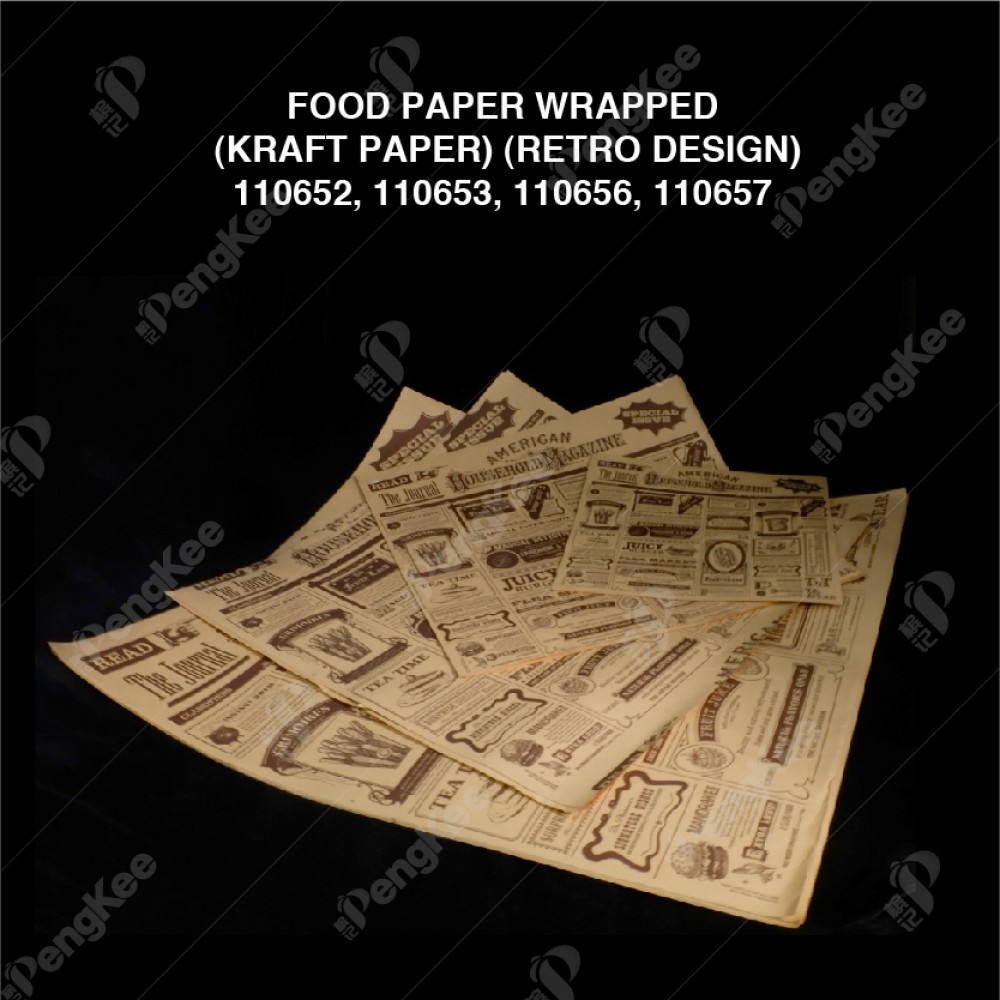 FOOD PAPER WRAPPED(KRAFT PAPER) (RETRO DESIGN) 