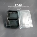 FP-2C PP PLASTIC 2 COMPARTMENT LUNCH BOX (BLACK BASE) + LID FP-2C PP PLASTIC 2 COMPARTMENT LUNCH BOX (BLACK BASE) + LID