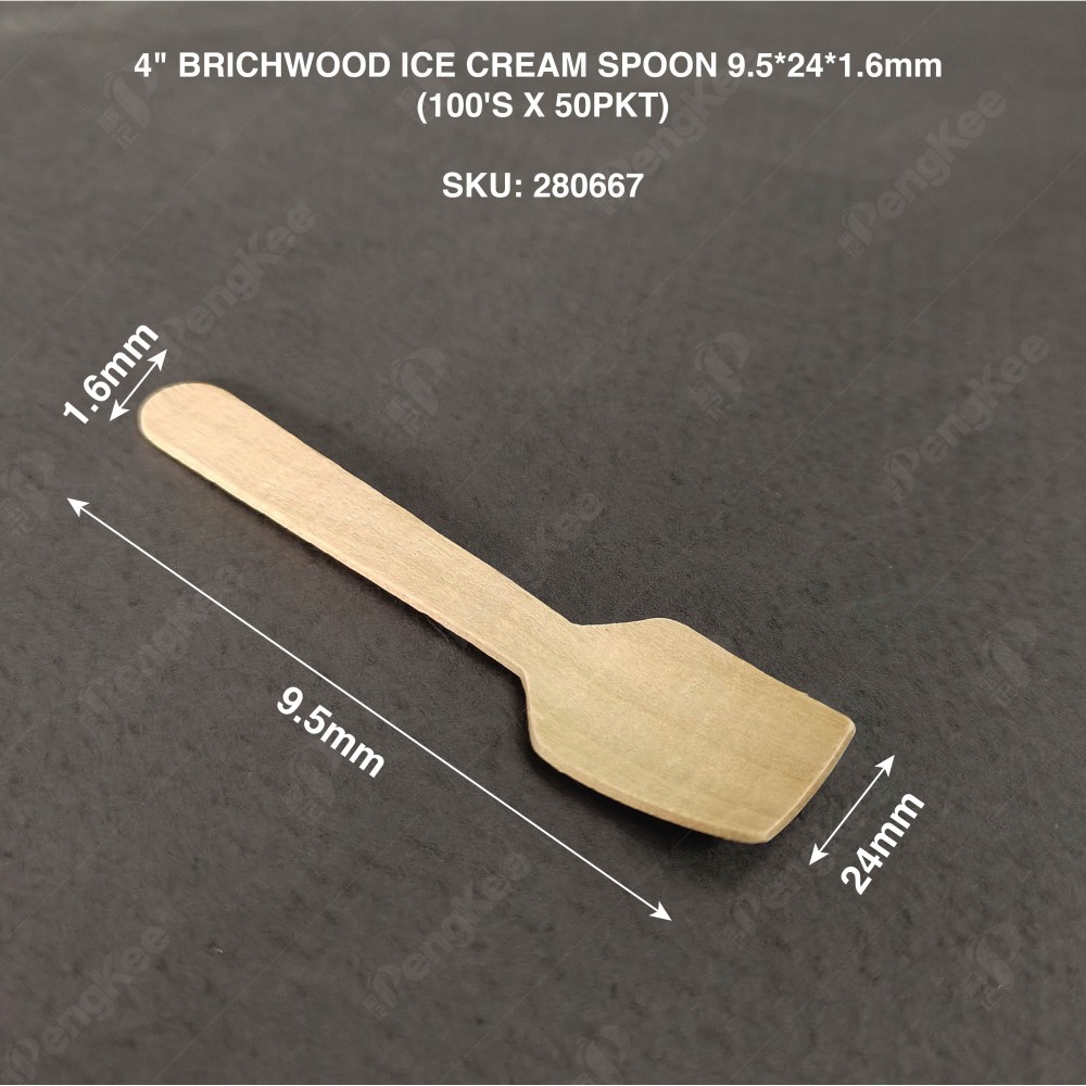 4" BRICHWOOD ICE CREAM SPOON  (100'S X 50PKT)