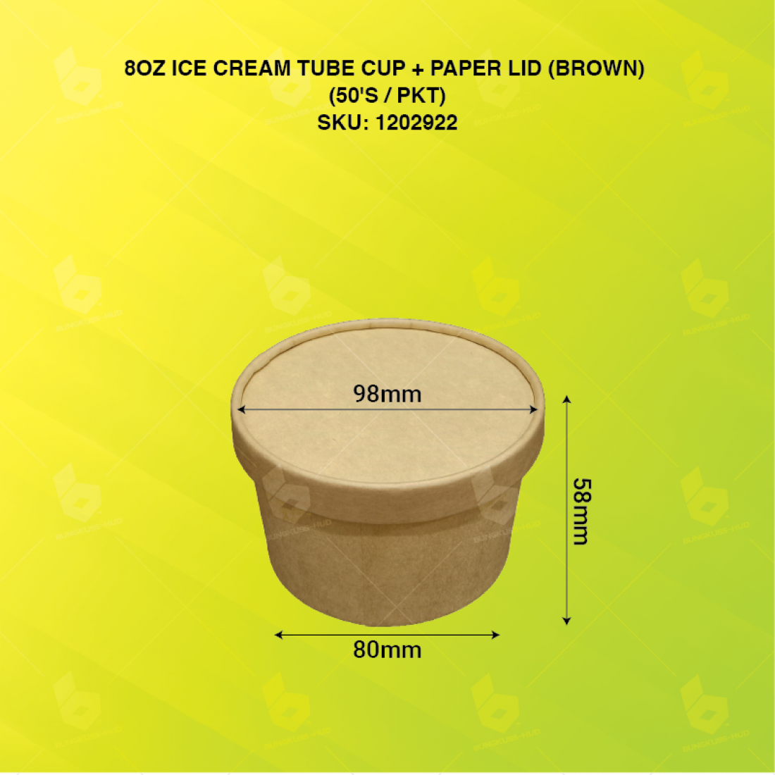 8OZ ICE CREAM TUBE CUP + PAPER LID (BROWN) (50'S X 20PKT/CTN)
