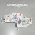 "HAPPY BIRTHDAY" KF94 4PLY ADULT FACE MASK -WHITE (CUSTOM PRINTED) "HAPPY BIRTHDAY" KF94 4PLY ADULT FACE MASK -WHITE (CUSTOM PRINTED)