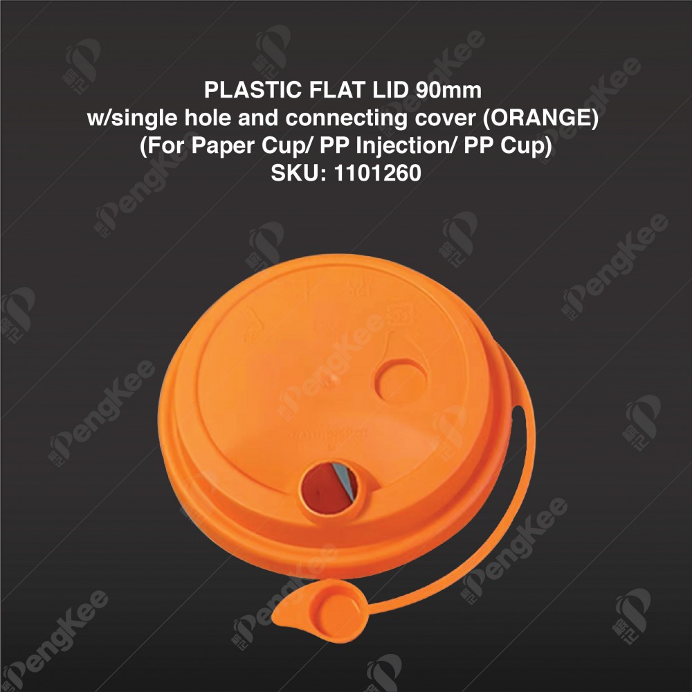 PLASTIC FLAT LID 90mm w/single hole and connecting cover (OREN) 