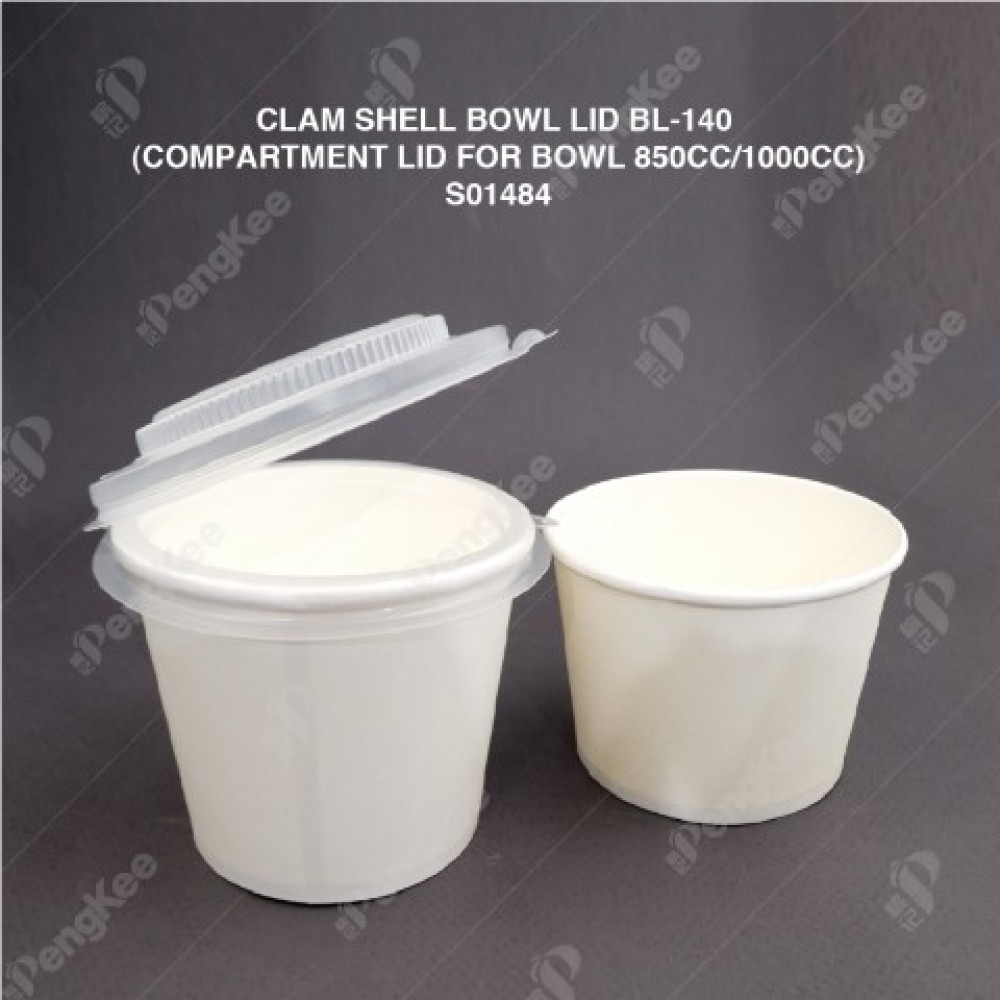 PP CLAM SHELL BOWL LID BL-140 (COMPARTMENT LID FOR BOWL 850CC/1000CC) (100'S X 3PKT/CTN)