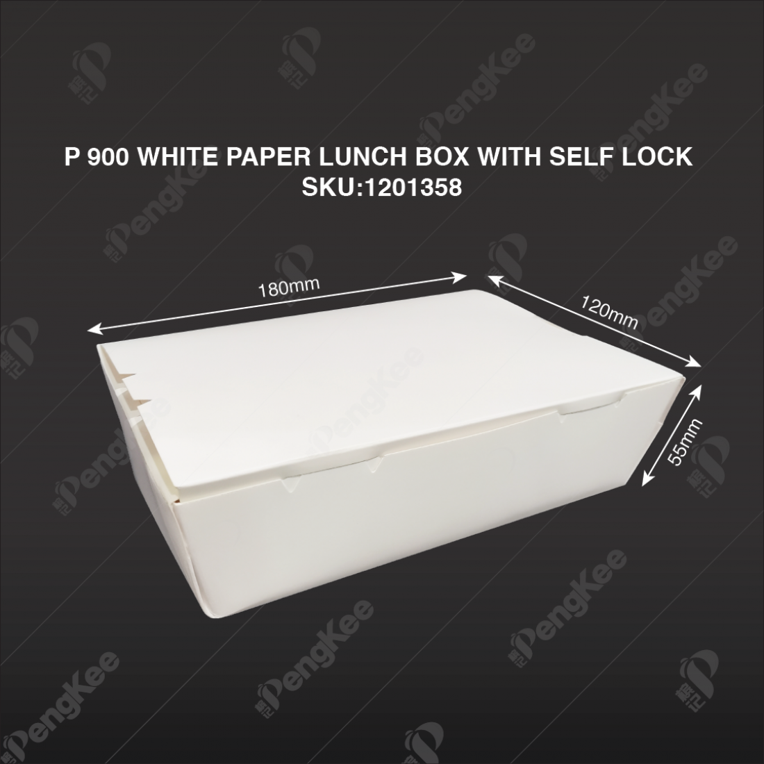 TBH 900 WHITE PAPER LUNCH BOX WITH SELF LOCK L180MM X W120MM X H55MM TBH 900 WHITE PAPER LUNCH BOX WITH SELF LOCK L180MM X W120MM X H55MM