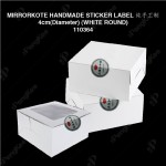 MIRRORKOTE HANDMADE STICKER LABEL 纯手工制“ 4cm(Diameter) (WHITE ROUND) (21'SSHEET X 5) 