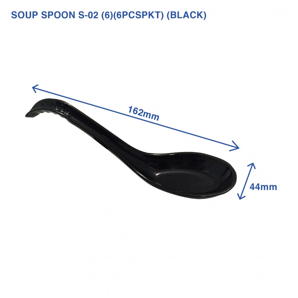 SOUP SPOON S-02 (6")(6PCS/PKT) (BLACK)
