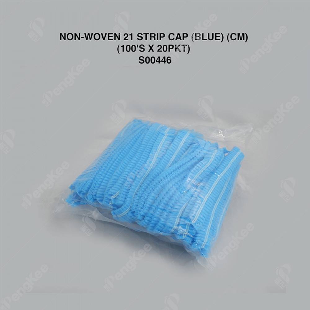 NON-WOVEN 21" STRIP CAP (BLUE) (CM) (100'S X 20PKT)
