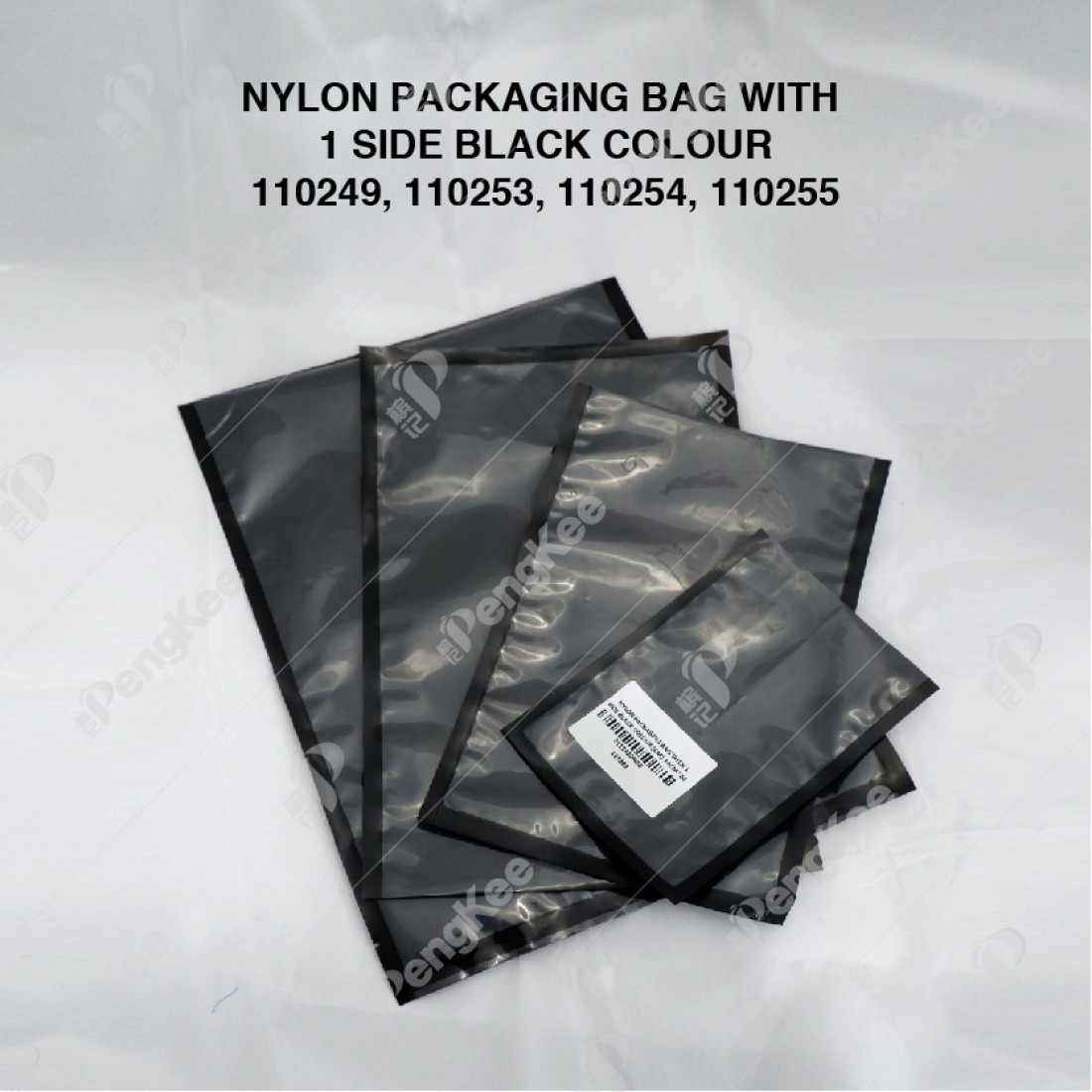 NYLON PACKAGING BAG WITH 1 SIDE BLACK COLOUR (CM)