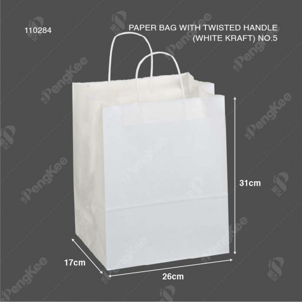 WHITE TWISTED HANDLE PAPER BAG NO.5- 26 X 31 X 17 (CM)