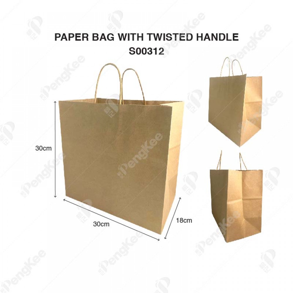 BROWN TWISTED HANDLE PAPER BAG- 30 X 30 X 18 (CM)