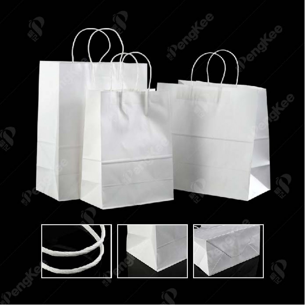 WHITE TWISTED HANDLE PAPER BAG NO.1- 21 X 27 X 11 (CM)